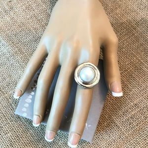 RETIRED Silpada .925 Sterling Silver Pearl Chunky Statement Ring Size 5